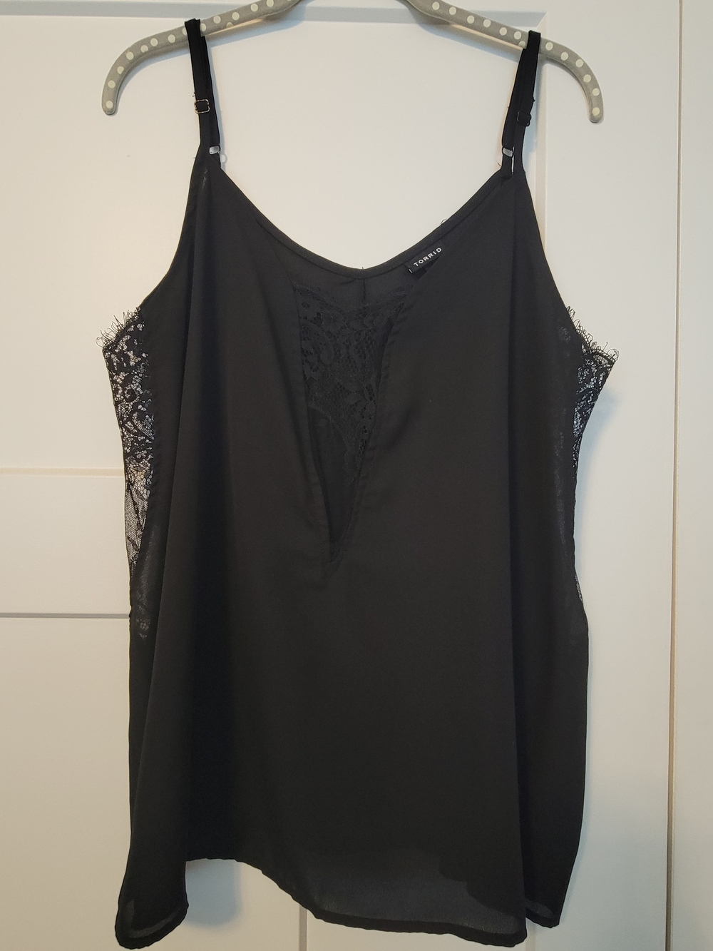 torrid Black Lace-Trim V-Neck Tank